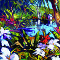 Steve Barton's Garden Falls 12 x 9 for sale at the Milan Art Gallery in Downtown Fort Worth Texas