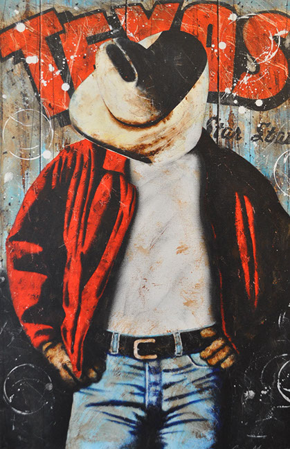 Chuck Middlekauff's Good 'ol Home Boy 40 x 30 oil painting for sale at the Milan Art Gallery in Downtown Fort Worth Texas