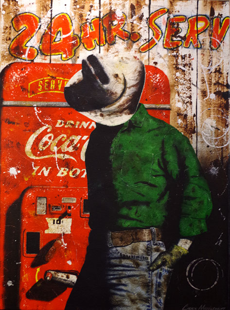 Chuck Middlekauff's Good 'ol Home Boy 40 x 30 oil painting for sale at the Milan Art Gallery in Downtown Fort Worth Texas